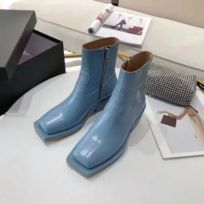 Winter Botas boy Mujer Patent Leather Chelsea Boots Platform Women Square Toe  H - £154.91 GBP