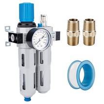 Nanpu 3/8&quot; Npt High Pressure Compressed Air Filter Regulator, 3 In 1 Two Unit - £53.06 GBP