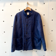 M - Sage de Cret Navy Blue Subtle Pattern Made in Japan Button Up Jacket... - $100.00