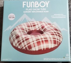 Funboy Plaid Snow Tube Luxury Inflatable Sled Holds 250lbs - £30.66 GBP