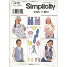 Simplicity 9498 Easy Fleece Vest, Hat, Scarf, Backpack Pattern Boys, Girls Uncut - £6.93 GBP