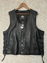 Harley Davidson Men&#39;s Pathway Black Leather Vest 98103-02VM/0002L Size XL - £125.27 GBP