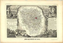 VICTOR LEVASSEUR Department of Seine and Oise 14&quot; x 21&quot; Lithograph 1846 ... - $1,033.10 MXN