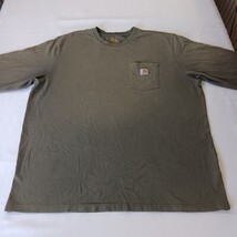 Carhartt Original Fit Men's Green Cotton Blend Long Sleeve Pocket T-Shirt Sz 2XL image 14