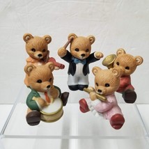 5 Teddy Bear Band Figurine Set Small HOMCO Orchestra Flute Drums Violin - £7.99 GBP