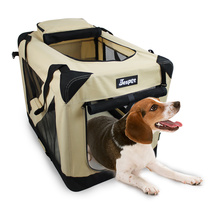 JESPET Soft Dog Crates Kennel, 3 Door Soft Sided Folding Travel Pet Carrier 30&#39;&#39; - £63.94 GBP