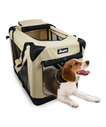 JESPET Soft Dog Crates Kennel, 3 Door Soft Sided Folding Travel Pet Carr... - £62.47 GBP
