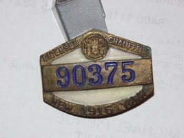 Vintage 1916 New York Licensed Chauffeur Metal Pin - $638.09 MXN