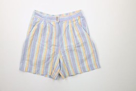 Vintage 90s Streetwear Womens 16 Rainbow Striped Color Block Pleated Shorts - $44.50