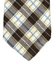 Vintage Strawbridge Clothier 1960-70 Brown White Blue Plaid Wide Tie Necktie Tie - £15.01 GBP