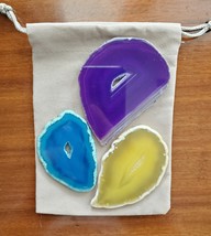 Agate Slices, Polished Geode Slice, Blue Purple Yellow, 2-3" polish stone decor