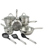 Oster Ridgewell 13 piece Stainless Steel Belly Shape Cookware Set in Sil... - $209.43 CAD