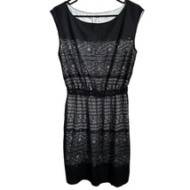 Max Studio Dress Medium Black Ivory Lace Sleeveless Nylon Polyester Lined - £11.46 GBP