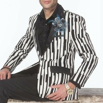 Men’s Black-White Piano Fashion Prom | Wedding | Tuxedo | Blazer | Jacket - £158.49 GBP