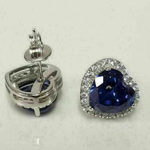 2Ct Simulé Saphir Diamant Coeur Halo Boucles D&#39;Oreilles Plaqué or Blanc ... - $77.19