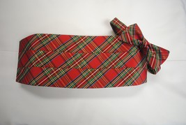 Red Stewart Christmas Holiday Tartan Plaid Tuxedo Cummerbund and Bow Tie Set - £63.90 GBP