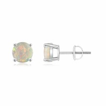 Natural Opal Solitaire Stud Earrings For Women in 14K Gold (AAAA, 6MM) - £454.87 GBP