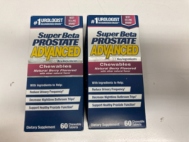 Lot of 2 Super Beta prostate Advanced Supplement 60 Berry Flavor Chewables 8/25 - £42.46 GBP