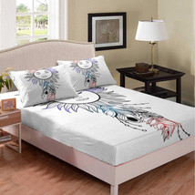 Dreamcatcher Fitted Sheet Boho Mandala Bedding Purple Dream Catcher Bed Sheet s5 - £23.97 GBP+
