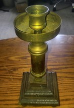 Vintage Metal Brass Look Wood Base Candle Holder Candlestick Bookshelf D... - $15.99