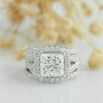 3Ct Prinzessin Künstlicher Diamant Verlobung Ring 14k Weiß Vergoldet - £145.15 GBP