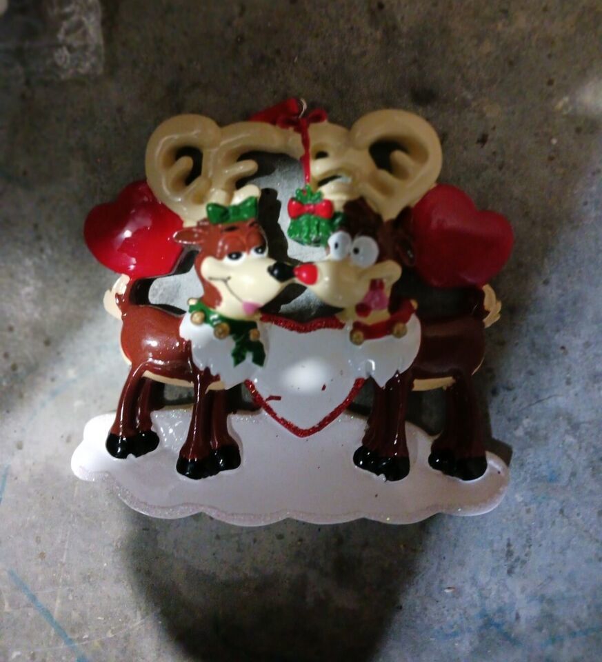 Reindeer Love Easy To Personalize Christmas Tree Ornament New - $11.88