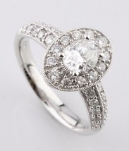 1.24 Carat Ovale Diamant 18k or Blanc Fiançailles Bague Accents Taille 6.5 - £2,860.59 GBP