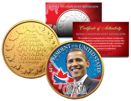 BARACK OBAMA *44th President* Royal Canadian Mint Medallion 24K Gold Plated Coin - $8.56