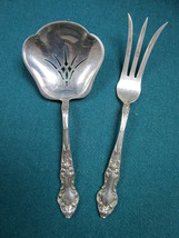  Watson Sterling pair of servers,spoon and fork, 5 1/2&quot; Meadow Rose [silv] - £106.70 GBP