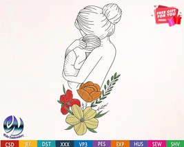 mother and baby flowers,happy Mother&#39;s Day embroidery Designs,5 size 10 ... - $3.49