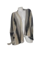 LOVE ON A HANGER Tan Gray Striped Waterfall Cardigan Sweater Womens Size... - £15.56 GBP