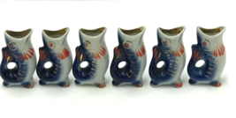 Asian Japanese Saki Cups Cobalt Blue Koi Fish - 6 cups - Collectible - £23.76 GBP