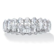 PalmBeach Jewelry 5.46 TCW Platinum-plated Silver Oval-Cut CZ Eternity Ring - £27.57 GBP