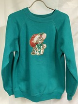Vintage Hanes Activewear Christmas Mouse sweatshirt large teal made in USA - $18.69