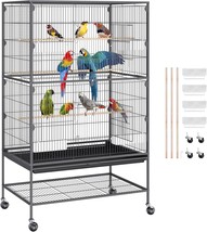 52 Inch Bird Cage, Wrought Iron Large Parakeet Flight Cage With Rolling ... - £71.98 GBP