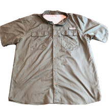 Columbia PFG Men&#39;s XL Green Short Sleeve Fishing Button Up Shirt Omni Shade - £13.94 GBP