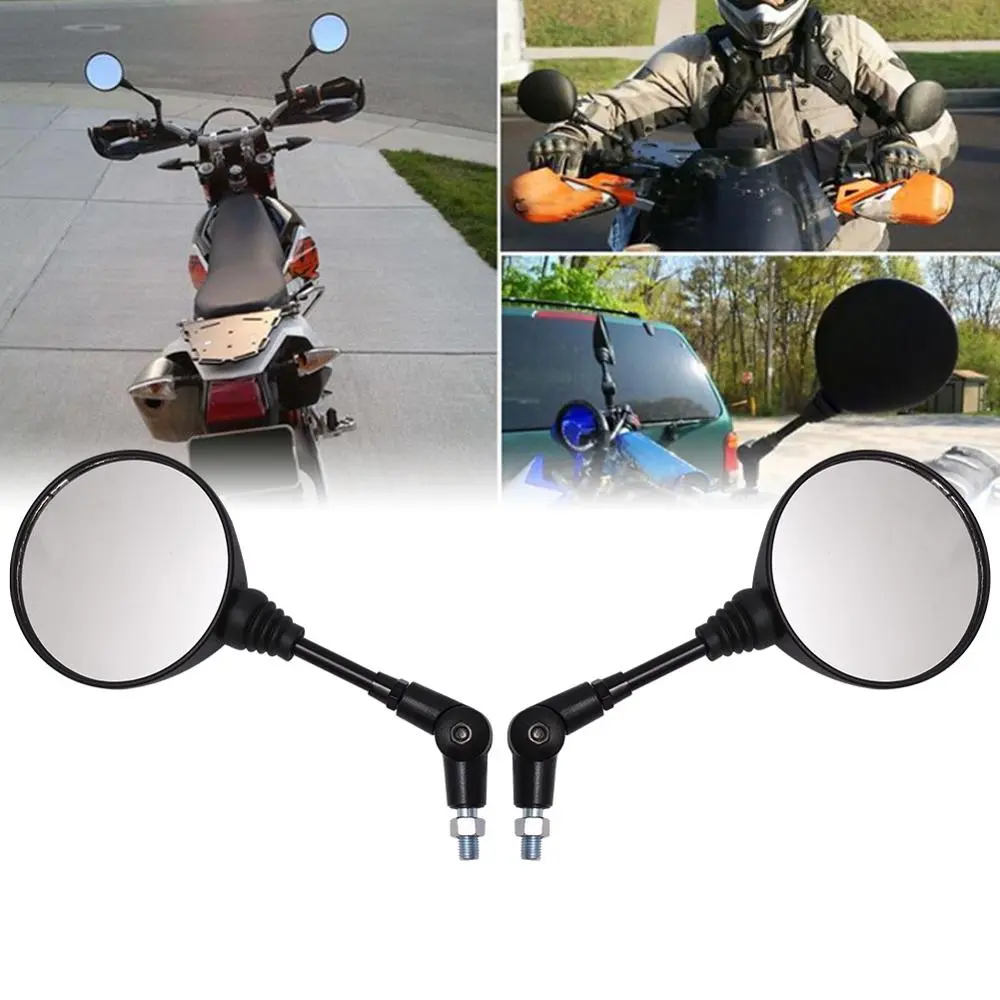 Motorcycle Black Universal 10mm Side Mirror Rearview Mirror Anti-fall Folding - £19.00 GBP