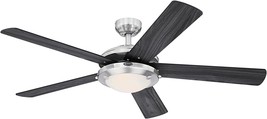 52-Inch Comet Led Ceiling Fan, Brushed Nickel, Frosted Glass, Westinghouse - £148.57 GBP