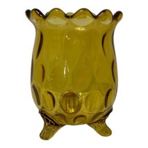 King and Son Amber Glass Victorian Antique Ruffled Rim Glass Spooner EAPG - $28.05