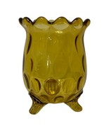 King and Son Amber Glass Victorian Antique Ruffled Rim Glass Spooner EAPG - $38.44 CAD