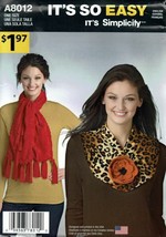 Simplicity Sewing Pattern 8012 Misses Scarves  - $5.94