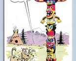 Comic Dogs are Too Scared of Totem Pole to Pee UNP Petley Chrome Postcar... - $2.92