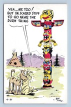 Comic Dogs are Too Scared of Totem Pole to Pee UNP Petley Chrome Postcar... - £2.28 GBP