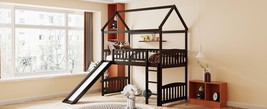Twin Loft Bed With Slide, House Bed With Slide - Espresso - £310.49 GBP