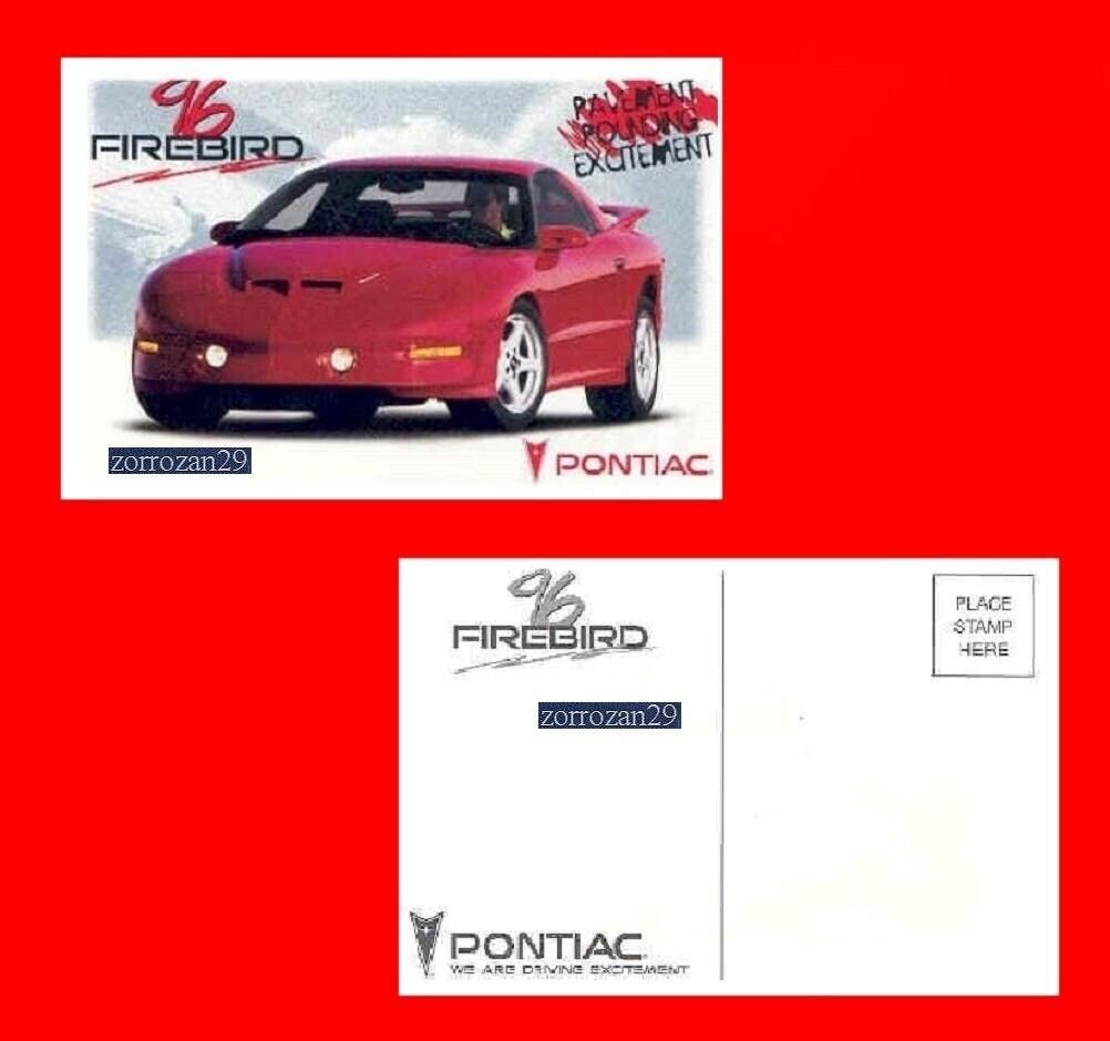1996 PONTIAC FIREBIRD 2-Door HARDTOP COUPE FACTORY ORIGINAL COLOR POSTCA... - $6.30