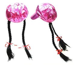 PINK POOR BOY STYLE HAT WTH LONG PONYTAILS WITH BRAIDS fake hair wig wom... - $9.55