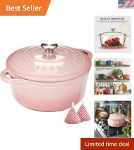 Enameled Cast Iron Dutch Oven - 5.5QT Pot with Lid Cookbook &amp; Cotton Pot... - $95.61