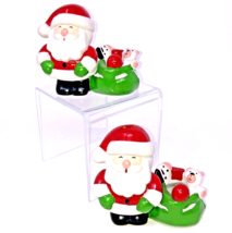 Santa Candle Holder Figurines Vintage Ceramic St Nick w/Sack 80s Taiwan ... - $24.99