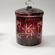 NICE Nachtmann BOHEMIA CRYSTAL Ruby Red CUT TO CLEAR Biscuit Cookie Jar ... - £79.52 GBP