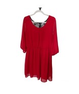 IZ Byer Red dress with black lace on back pleat on the front size XL Hol... - $14.53 CAD